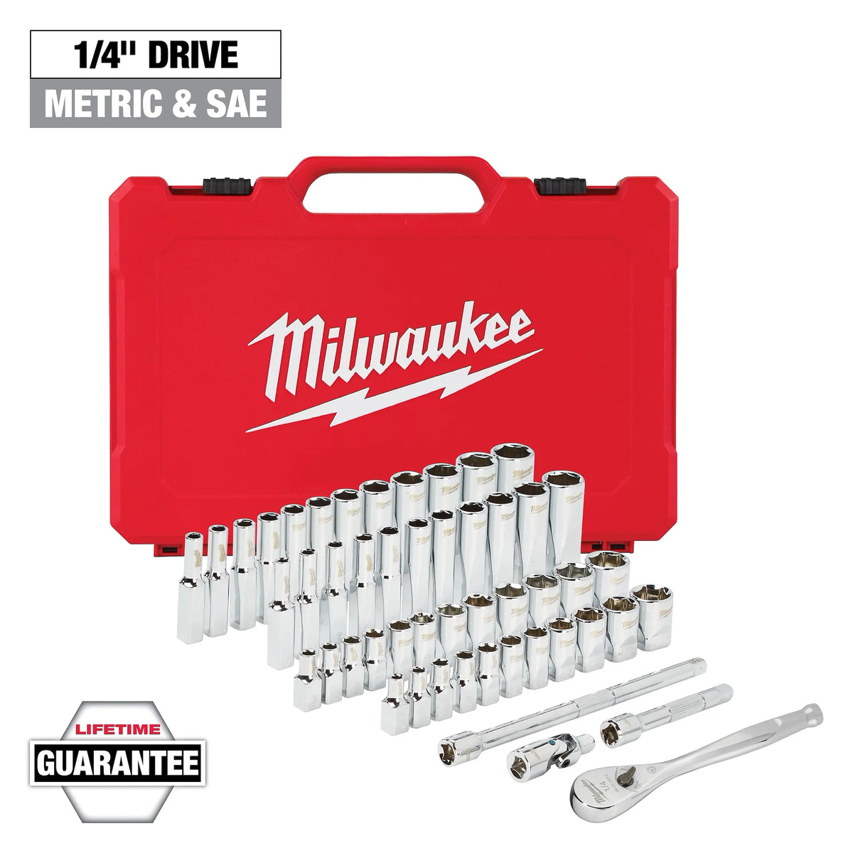 1/4" Drive 50pc Ratchet & Socket Set - SAE & Metric