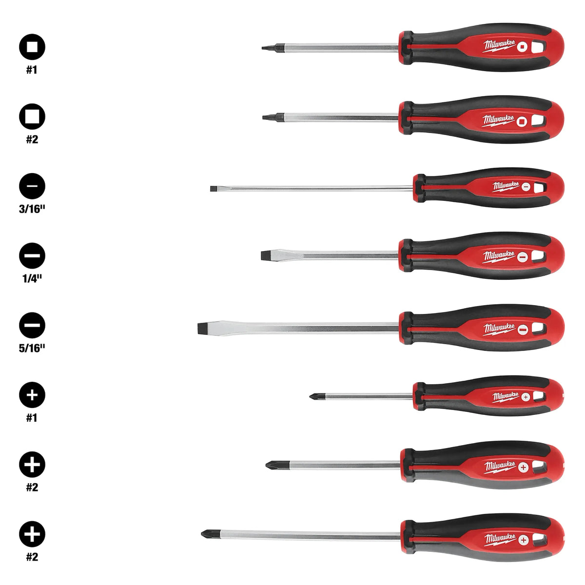 Milwaukee 8pc Screwdriver Kit w/ Square
