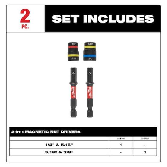 Milwaukee SHOCKWAVE Impact Duty QUIK-CLEAR 2-in-1 Magnetic Nut Driver Set