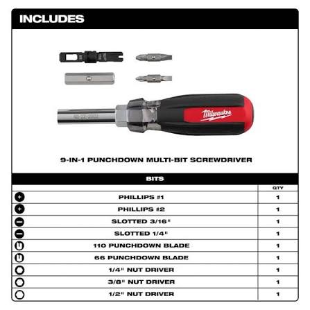 9-in-1 Punchdown Multi-Bit Screwdriver