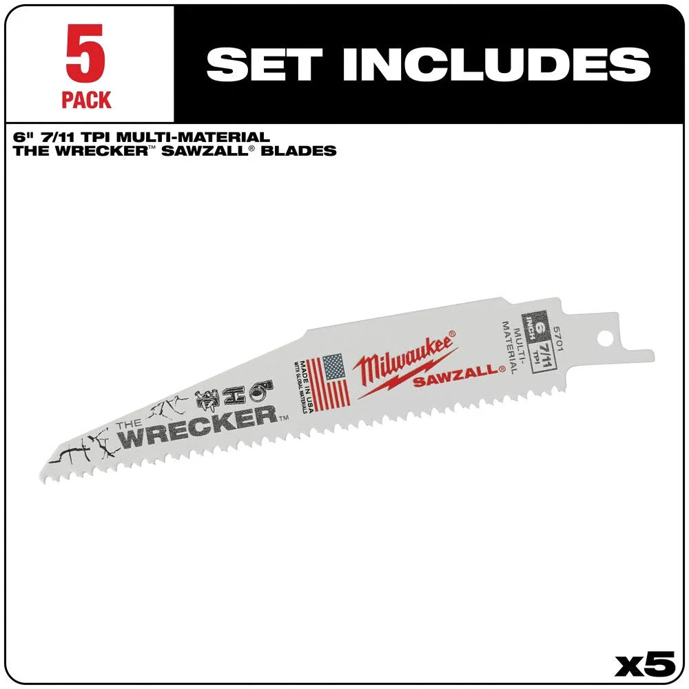 6" 7/11 TPI WRECKER™ SAWZALL® Blade for Multi-Material (5 PK)